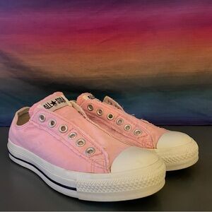 Converse Chuck Taylor All Star Slip On Pink Canvas Sneakers Men’s 5  Women’s 7